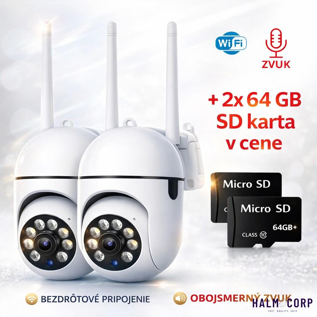 2x Bezpečnostná Wi-Fi kamera +64GB SD karta